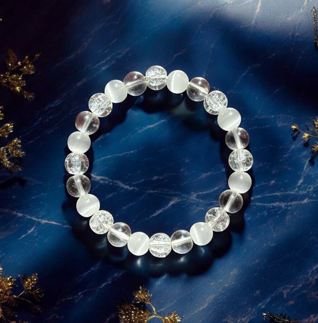 Luminous Tranquility – White Crystal Healing Bracelet